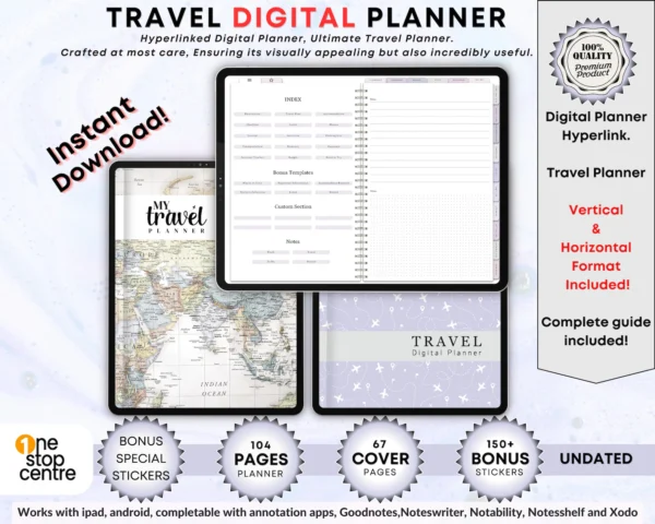 Goodnotes Digital Travel Planner | Travel itinerary Journal Templates | Vacation Planners | Holiday Travel Planning | Organizer | iPad Planners